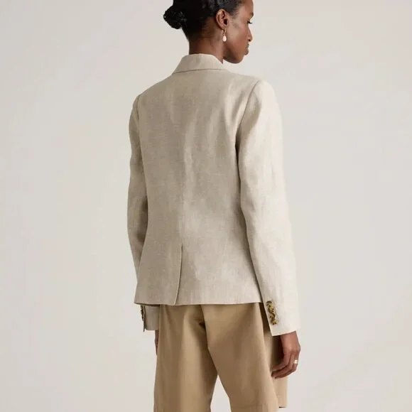NWT QUINCE 100% European Linen Structured Blazer Jacket Flax Small - Picture 5 of 12